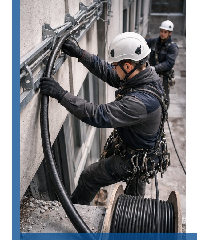 Протяжка кабеля питания на высоте в Соликамске с гарантией безопасности и качества