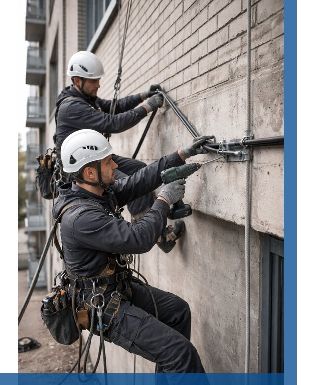 Крепление кабеля на фасаде в Соликамске от 361 р. | ВЫСОТНИК-Слк