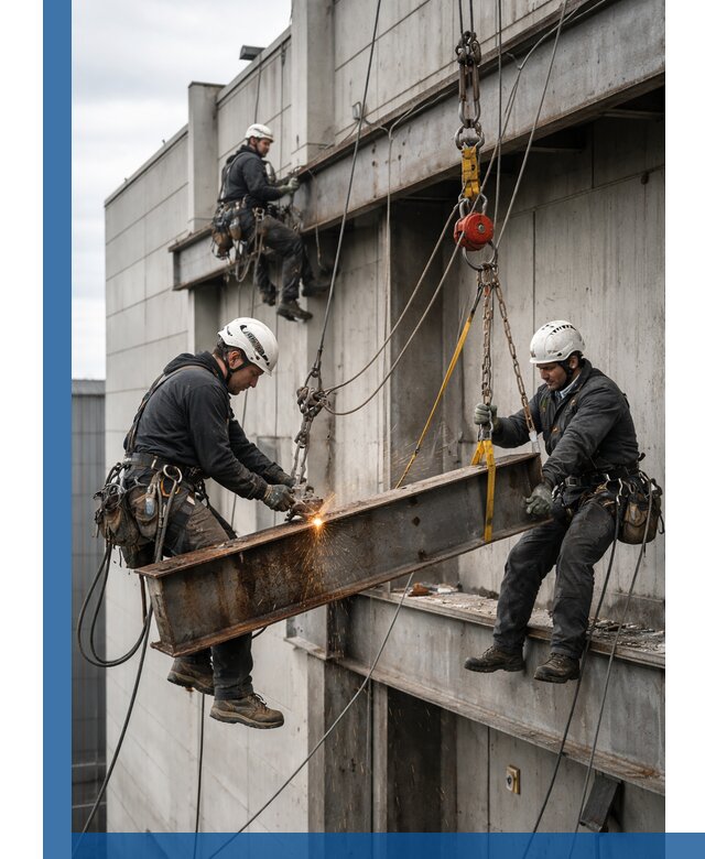 Демонтаж металлоконструкций на высоте в Соликамске под ключ