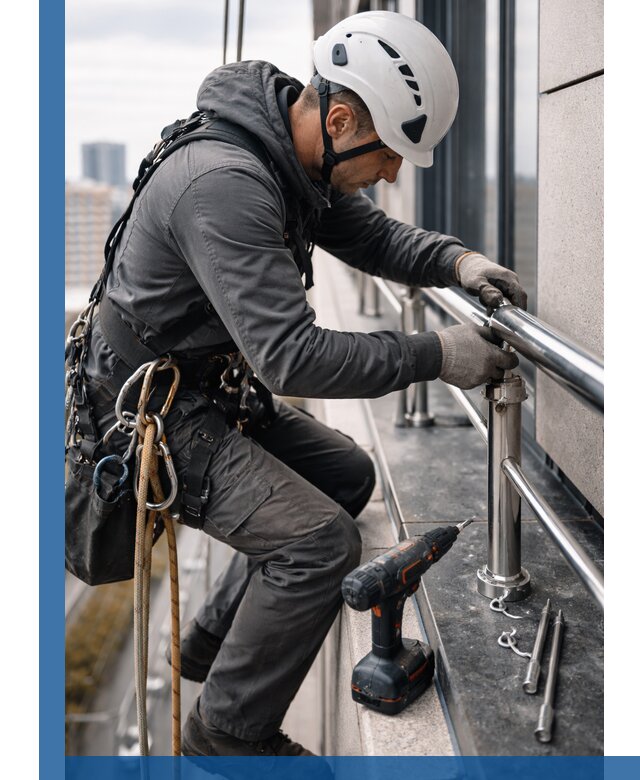 Монтаж ограждений на высоте в Соликамске для зданий и конструкций