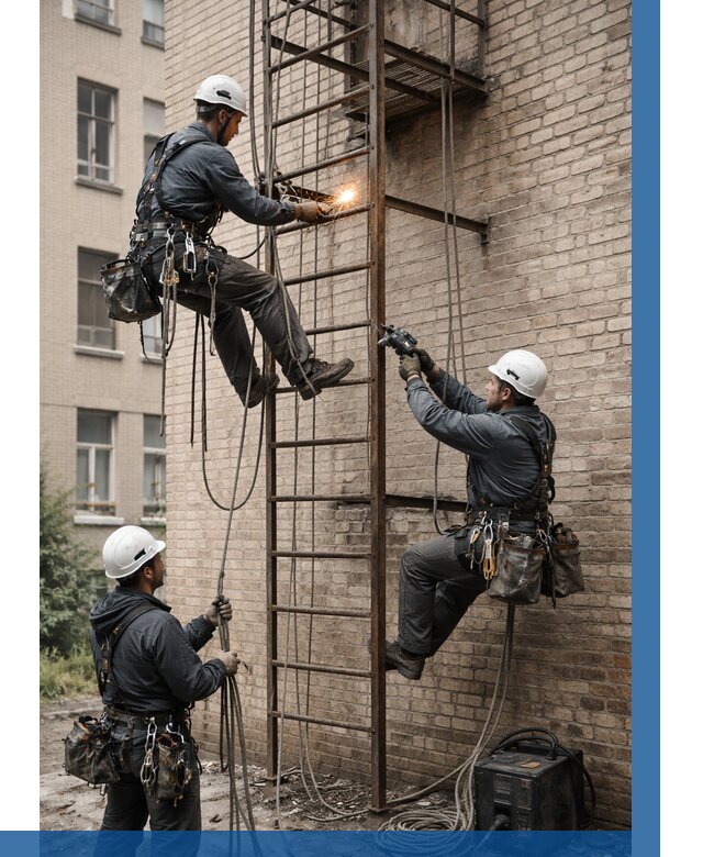 Ремонт пожарной лестницы в Соликамске от 7729 р. | ВЫСОТНИК-Слк