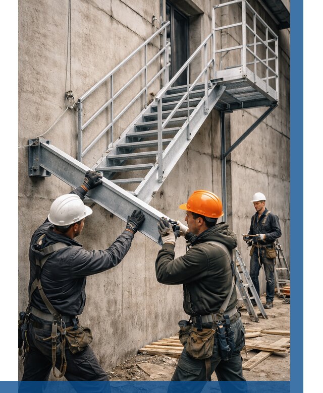 Монтаж металлических лестниц в Соликамске от 15458 р. | ВЫСОТНИК-Слк