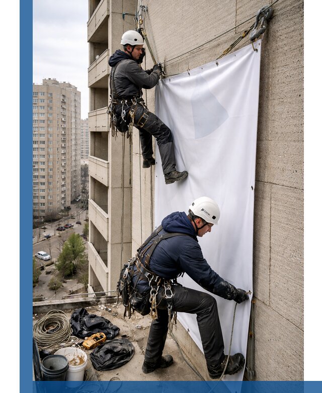 Профессиональный монтаж баннеров на фасаде в Соликамске