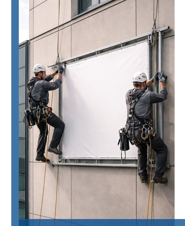 Монтаж наружной рекламной вывески в Соликамске под ключ