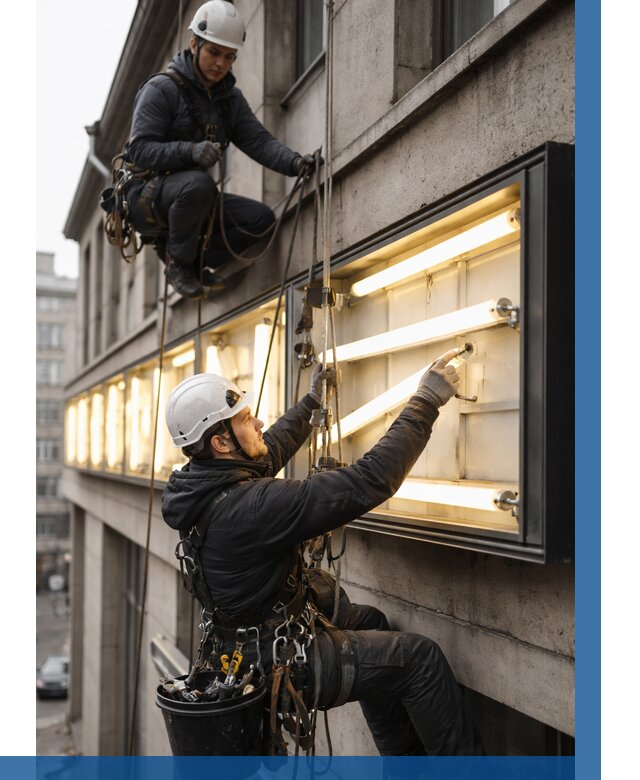 Замена ламп в вывеске в Соликамске под ключ от 3607 р. | ВЫСОТНИК-Слк
