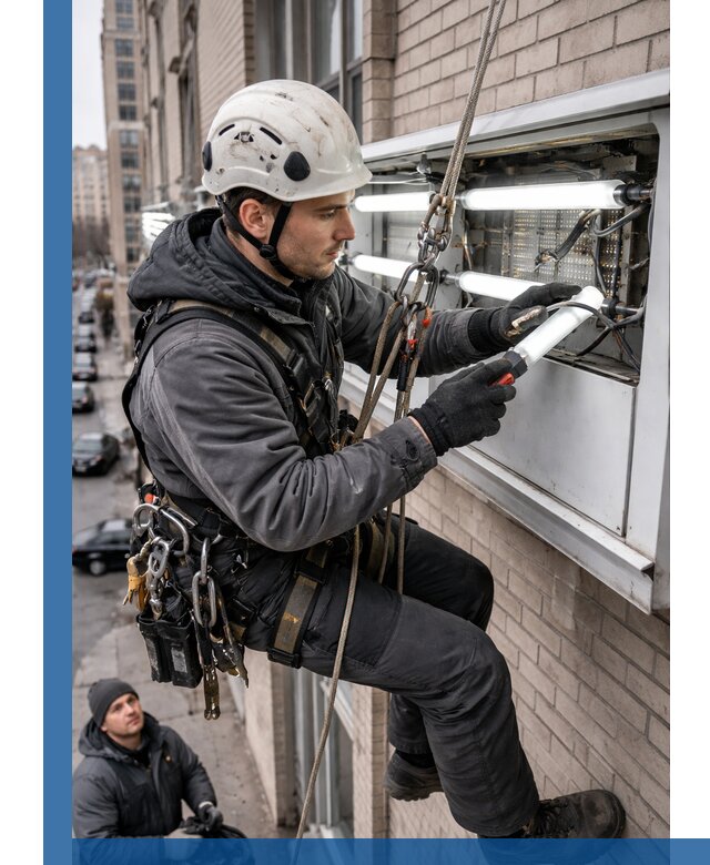 Профессиональная замена ламп в наружной вывеске в Соликамске