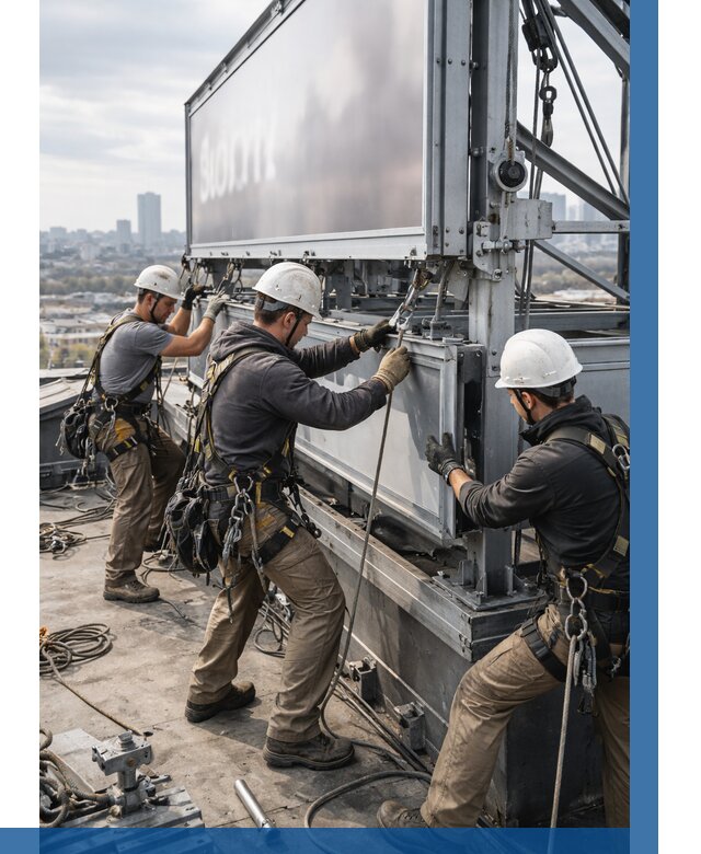 Монтаж крышной рекламной конструкции в Соликамске от 61830 р.|ВЫСОТНИК-Слк