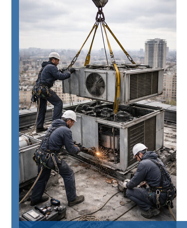 Демонтаж крышной установки в Соликамске любой сложности