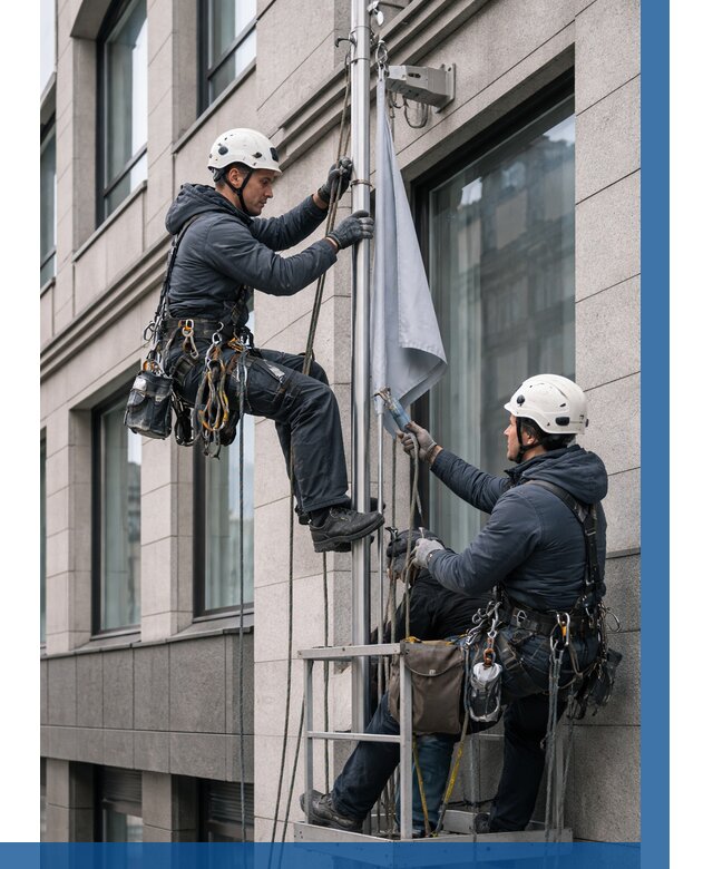 Установка флагов на фасаде в Соликамске от 4637 р. | ВЫСОТНИК-Слк