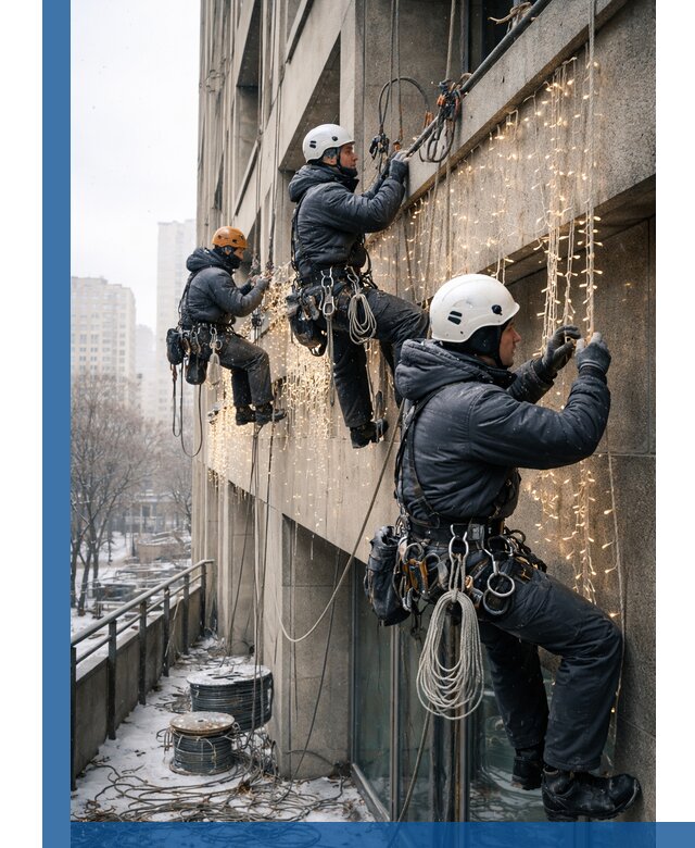 Монтаж новогодней иллюминации и украшение фасадов в Соликамске