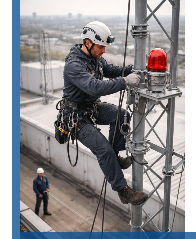 Монтаж заградительных огней и обслуживание объектов в Соликамске