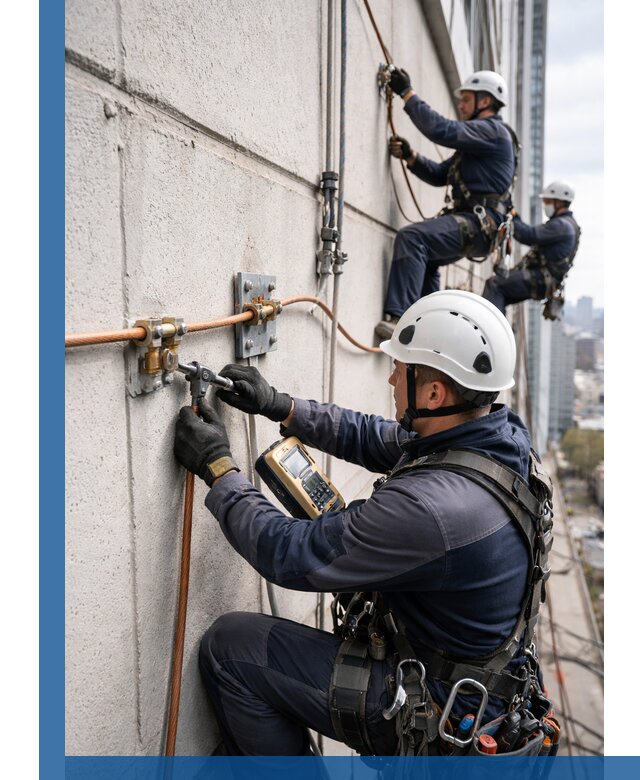 Монтаж системы заземления здания и молниезащиты в Соликамске