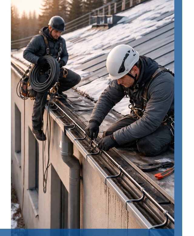 Монтаж греющего кабеля на кровле в Соликамске от 464 р. | ВЫСОТНИК-Слк
