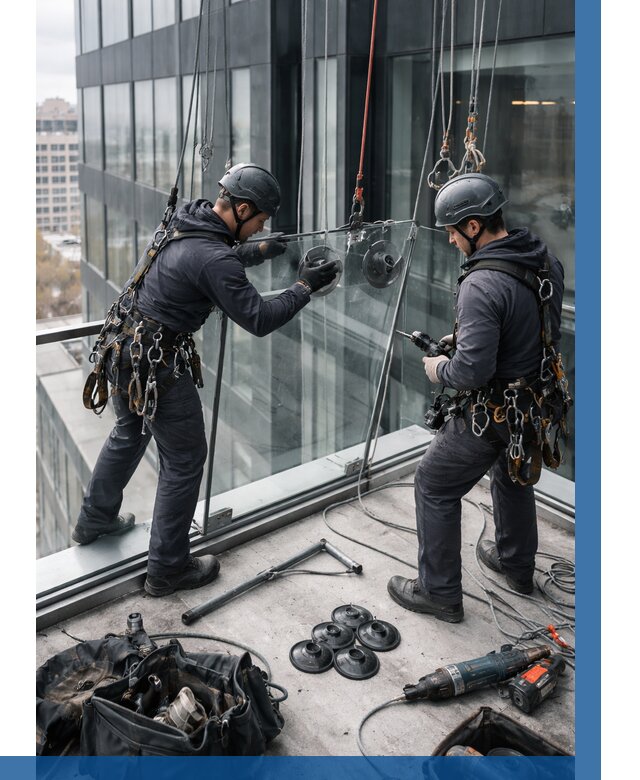 Монтаж стеклянных ограждений в Соликамске от 2576 р. | ВЫСОТНИК-Слк