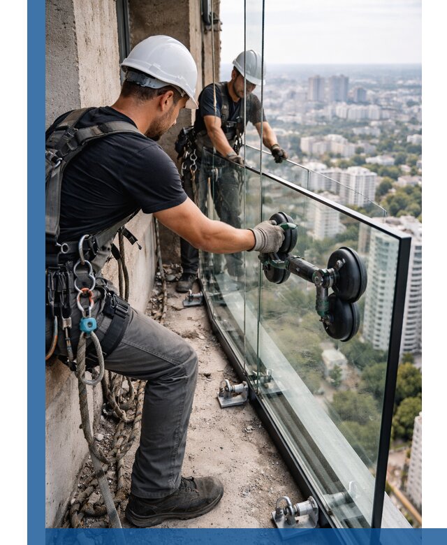 Монтаж стеклянных ограждений под ключ с гарантией в Соликамске