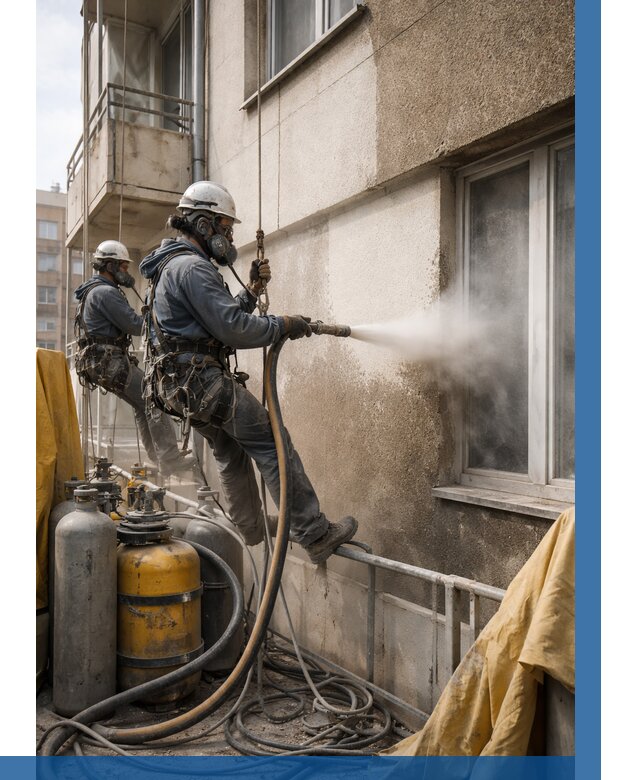 Пескоструйная очистка фасада в Соликамске от 670 р. | ВЫСОТНИК-Слк