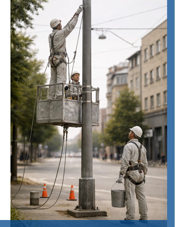Покраска опор освещения в Соликамске от 5153 р. | ВЫСОТНИК-Слк