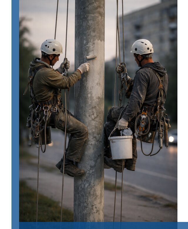 Покраска опор освещения и антикоррозийная защита в Соликамске