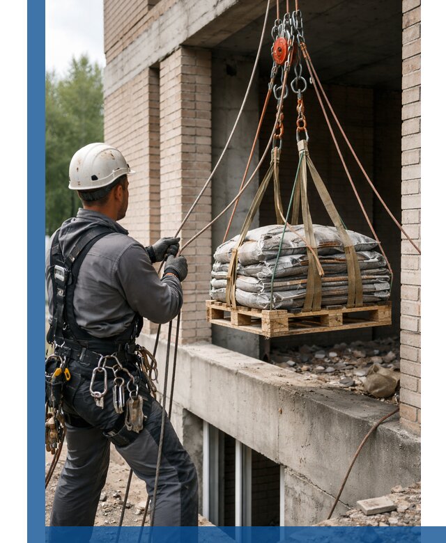 Подъем материалов на этаж веревками в Соликамске оперативно