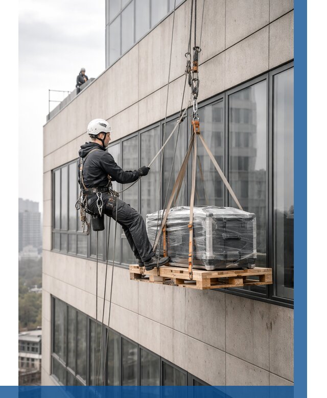 Спуск груза по фасаду в Соликамске от 3607 р. | ВЫСОТНИК-Слк