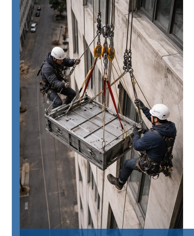 Спуск и подъем грузов по фасаду в Соликамске для зданий
