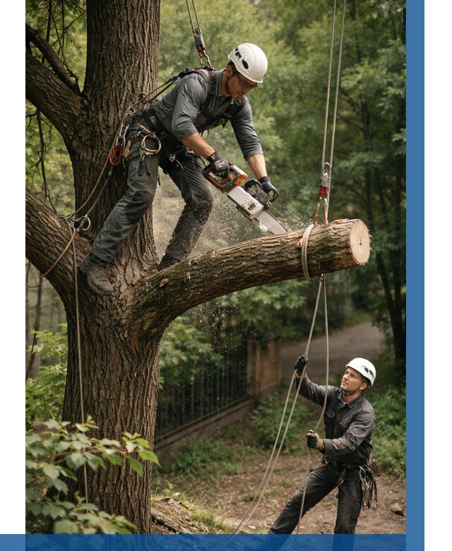 Спил деревьев альпинистами в Соликамске от 8244 р. | ВЫСОТНИК-Слк