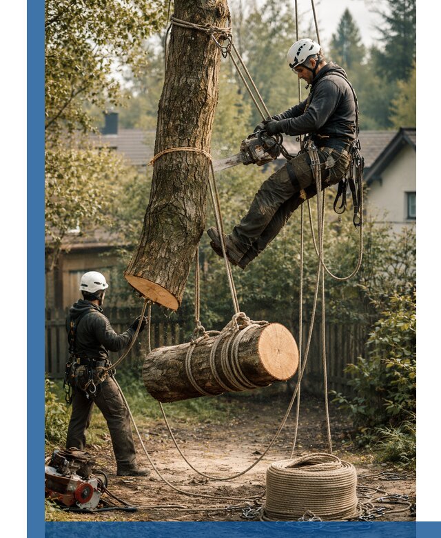 Валка деревьев частями в Соликамске, безопасно и аккуратно