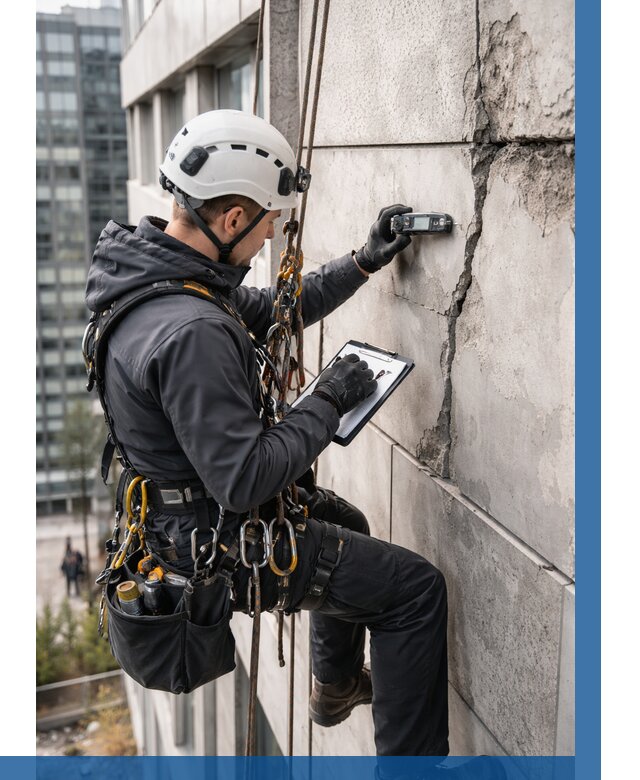 Обследование фасада альпинистами в Соликамске от 124 р. | ВЫСОТНИК-Слк