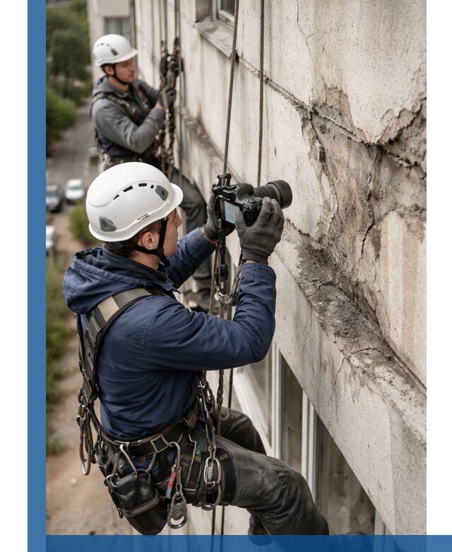 Фотофиксация дефектов фасада с высотной съемкой в Соликамске