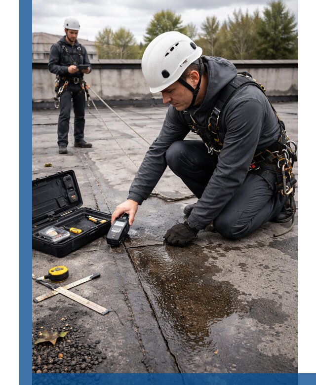 Обследование кровли на протечки и выявление дефектов в Соликамске