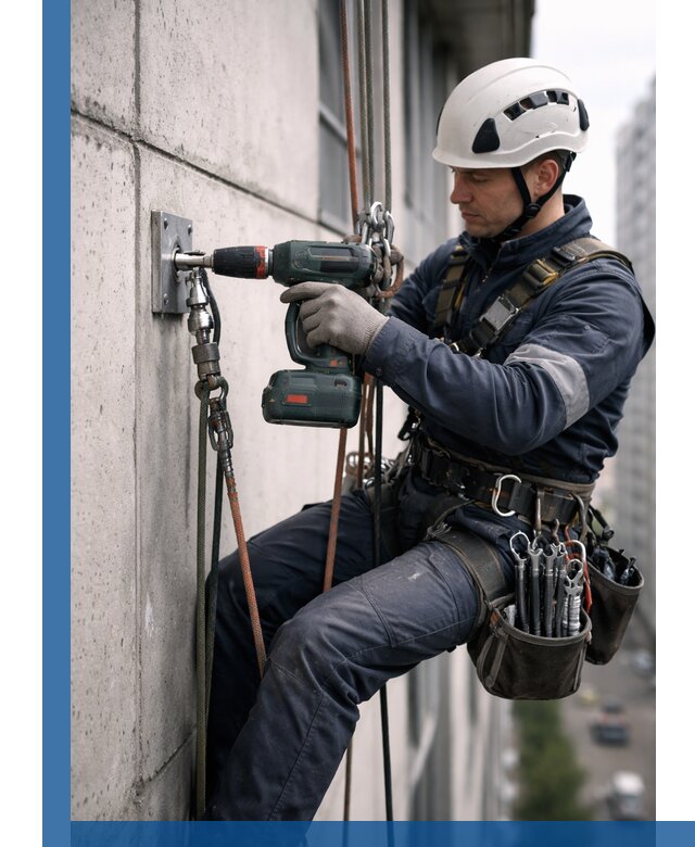 Установка анкерных точек для высотных работ в Соликамске