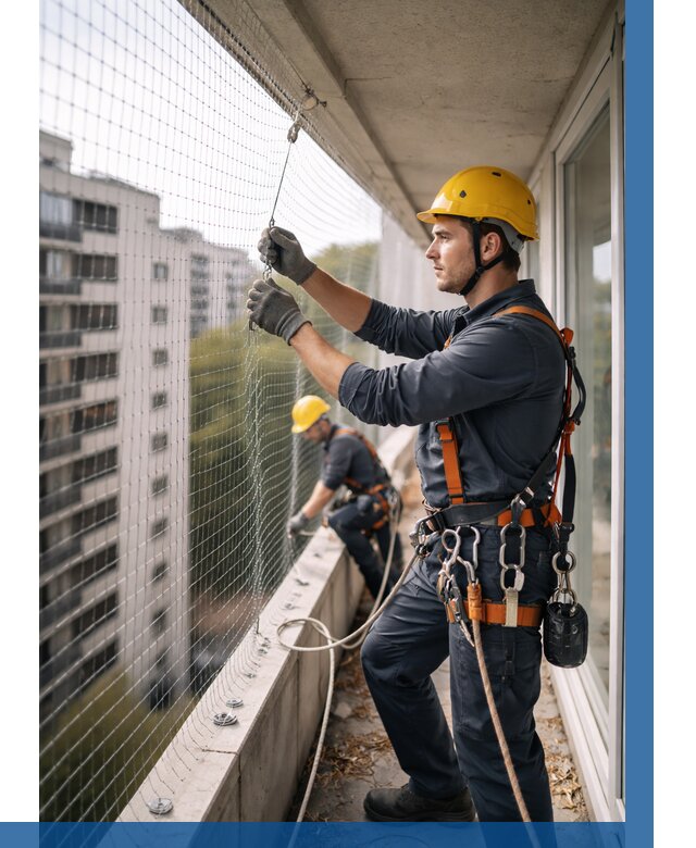 Монтаж сетки от птиц в Соликамске от 4637 р. | ВЫСОТНИК-Слк