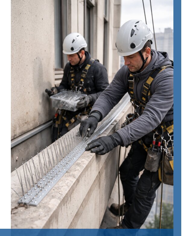 Установка шипов от птиц в Соликамске от 876 р. | ВЫСОТНИК-Слк