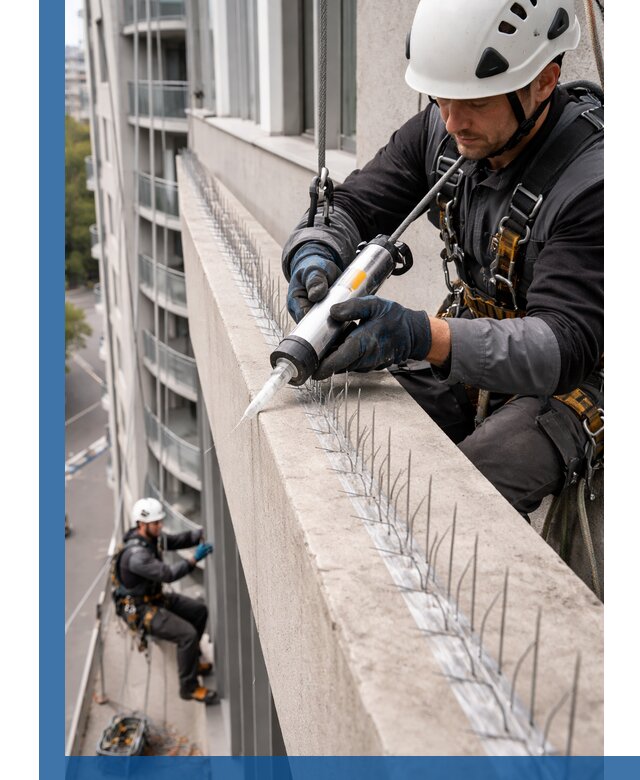 Установка шипов от птиц на фасадах и кровлях в Соликамске